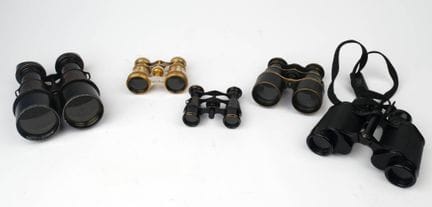 Set of five pairs of theater and field binoculars,