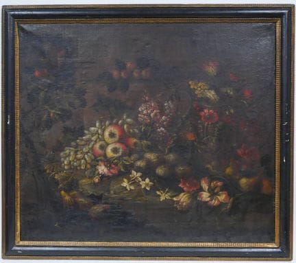 约1700年的意大利画派
花卉与水果静物画
布面油画
82.5 x 97 厘米。