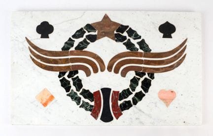 Rectangular game table top in polychrome marble ma