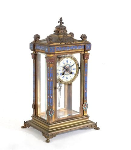 Pendule d’époque Napoléon III en bronze et émaux c