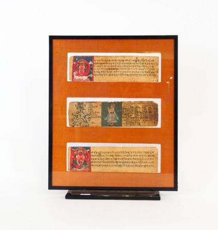 INDIA - 20th century
Three framed book pages. Dime