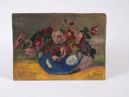 20世纪法国画派
花束
油画，画布粘贴于木板上。
画作上签名“Ambrogiani”。
33 × 4