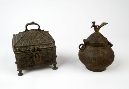 INDIA, Dhokra Art, 20th century 
Set of two lidded