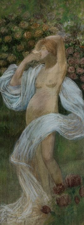 斯拉博赫·瓦茨拉夫
1874年 布拉格 1904年

寓言式女性形象
水彩与铅笔
左下角签名：斯拉博