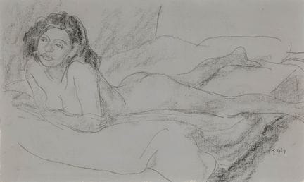 伊格纳茨·埃珀
1892年 圣加仑 — 1969年 阿斯科纳

《躺着的女性裸体》。1944年
炭笔