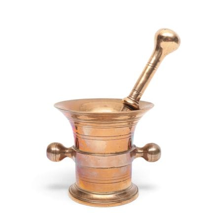 Mortaiolo in bronzo, XIX secolo; completo di peste