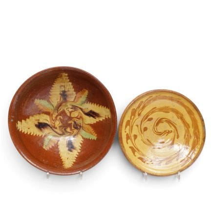Two earthenware bowls with slip decoration, 18th c