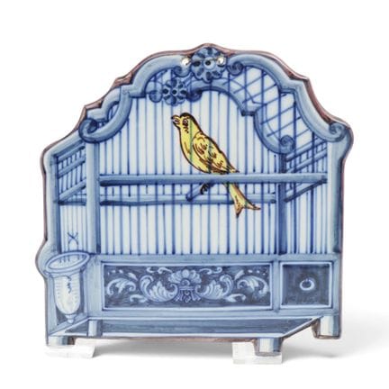 Makkum, ceramic plaque "birdcage," 20th century, h