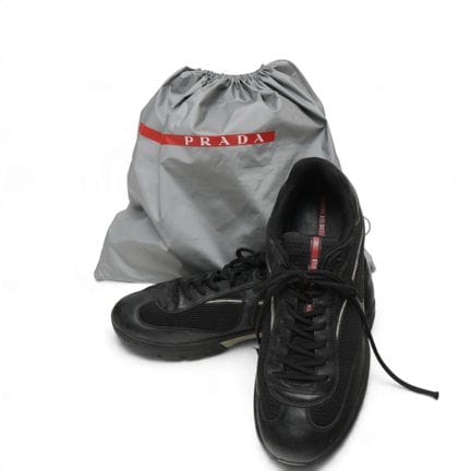 Prada black leather sneakers with mesh, circa the 