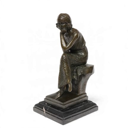 Scultura decorativa in bronzo in stile Art Déco, d