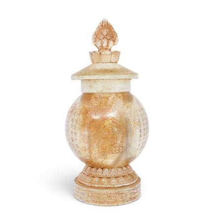 China, a glass reliquary, modern, with inscription
