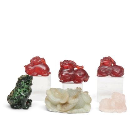 China, collection of carvings, all in the shape of