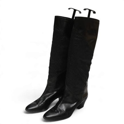 Pollini black leather boots with suede print, circ