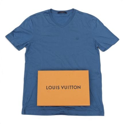 Louis Vuitton blue cotton V-neck T-shirt with LV l
