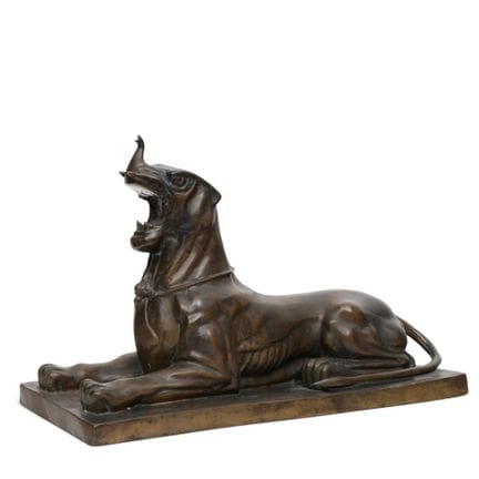 Scultura in bronzo patinato marrone raffigurante u