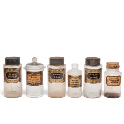 Frankreich, Set aus sechs Apothekergläsern, um 190