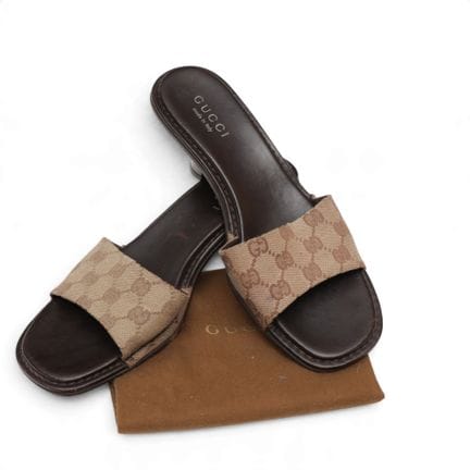 Gucci monogram brown canvas slides, circa the 2000
