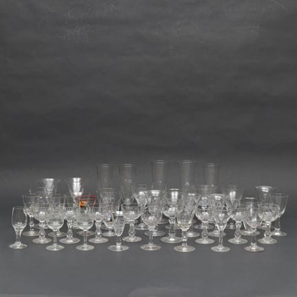 Assorted wine and liqueur glasses. [2 dozen]