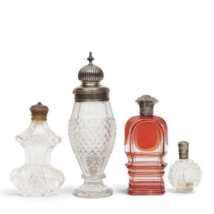 Four vials with silver mounts, 19th century and la