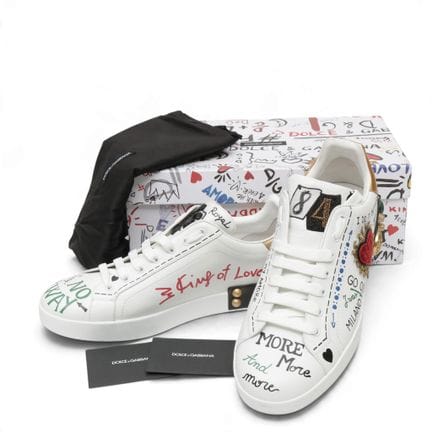 Dolce &amp; Gabbana white leather Portofino-print 