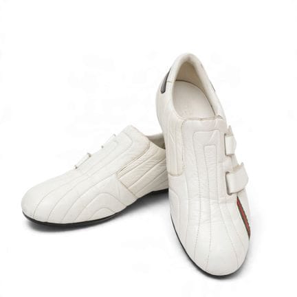 Gucci white leather Velcro sneakers, circa. Showin