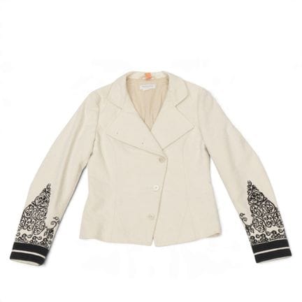 Dries van Noten cream and black embroidered wool j