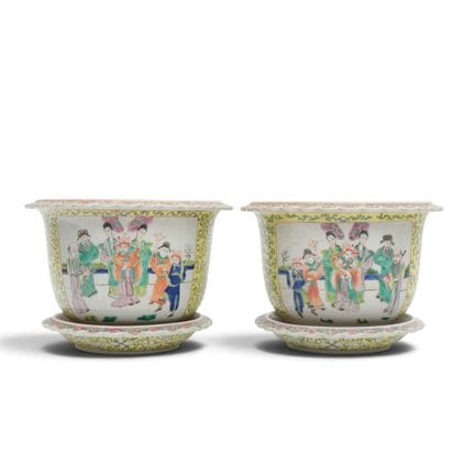 China, a few "famille rose" porcelain planters and