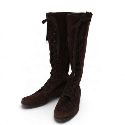 Tod's brown lace-up suede boots, circa the 2000s. 