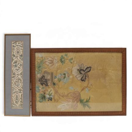 Chinese silk embroidery fragment, circa 1900. Figu
