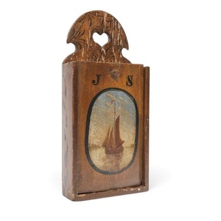 Zaino scolastico in legno dipinto, XIX secolo; dec