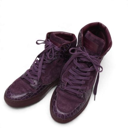 Balenciaga purple crocodile leather and suede high