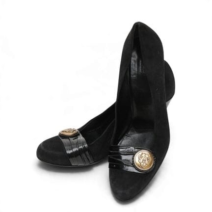 Gucci Hysteria black suede and patent leather heel