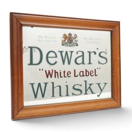 Dewar's white label whiskey advertising mirror, ci