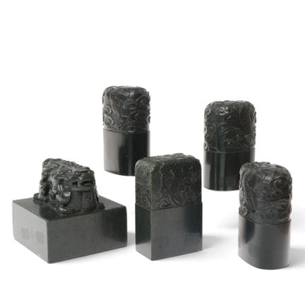 China, five seals, carved from dark stone, includi