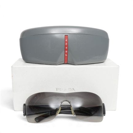 Prada Sport Shield black sunglasses, circa the 200