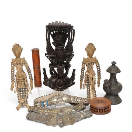 Asia, collection of collectibles, three belts, two