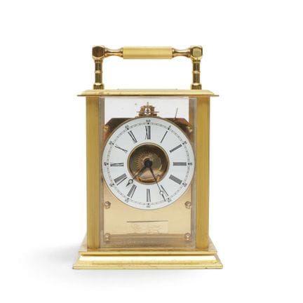 20th-century brass carriage clock, marked "Du Chat