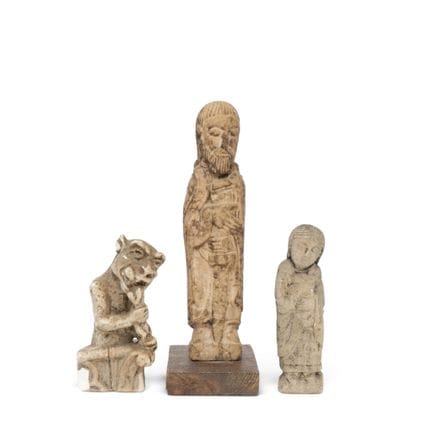 Three cast figurines; based on medieval models. He