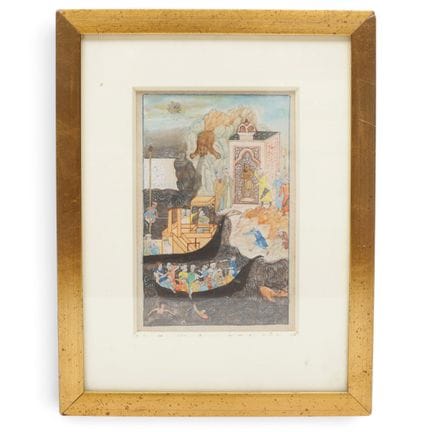 India, miniature on paper, 20th century; Figures o