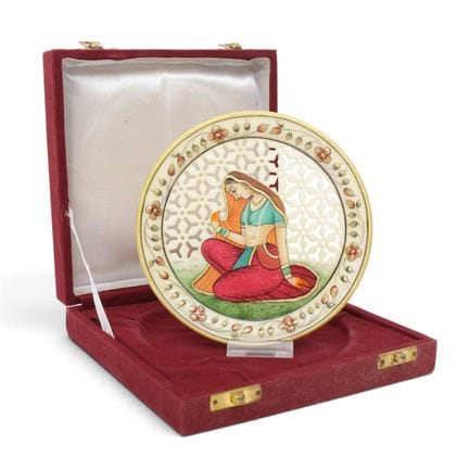 India, a pierced and painted decorative alabaster 