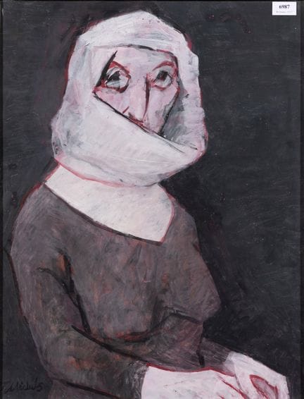 Theo Michels (1908-1981) Portrait de femme à la go