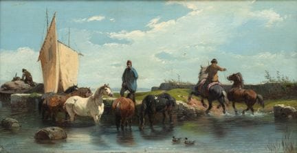 Faustine Jolie (1814-1876) Cavaliers et chevaux au