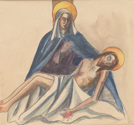 Lodewijk Schelfhout (1881-1943) Pietà, aquarelle, 