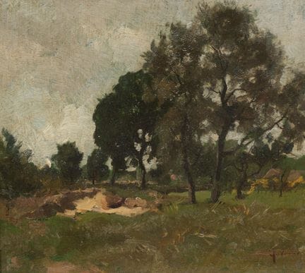 Jan van Vuuren (1871-1941) Árboles junto a una gra