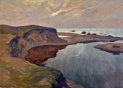 Signé Kaigorodoff. Vue de bord de mer, huile sur p