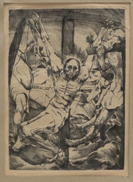 Willy Jaeckel (1888-1944) La crucifixion, gravure 