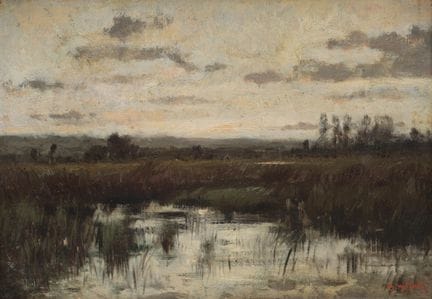Emile van Marcke (1827-1890) Paysage, huile sur to