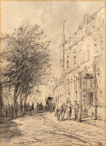 Cornelis Springer (1817-1891) L'entrée de la maiso