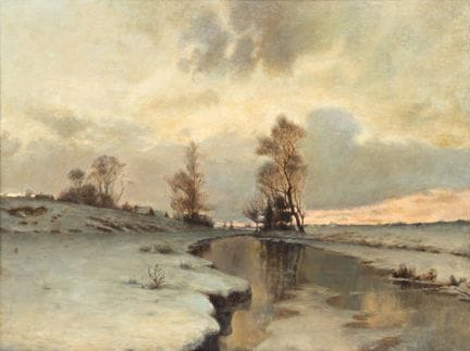 École russe, XIXe/XXe siècles. Paysage hivernal, t
