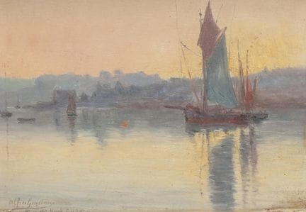 Alfred Guillou (184-1926) Bateau dans un port, hui
